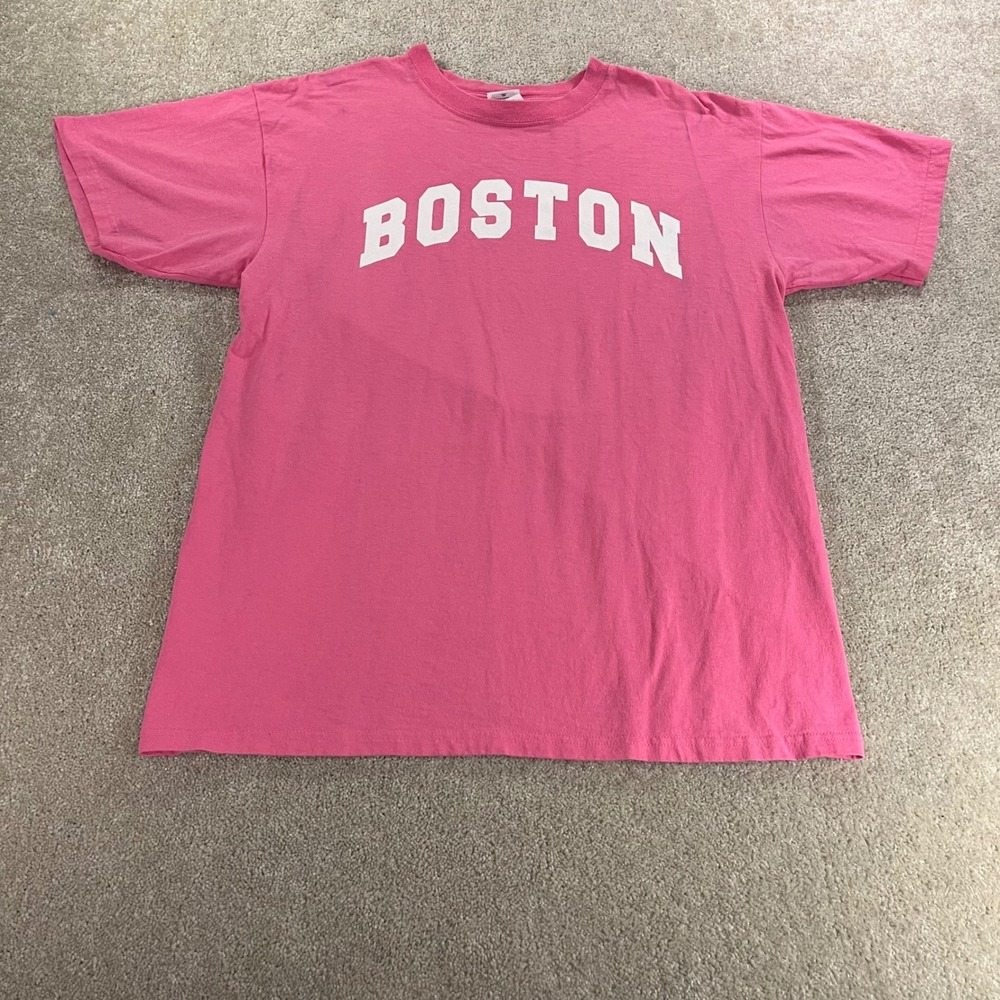 Anvil Boston Graphic T-Shirt Womens Large Pink Cotton Short Sleeve‎ Tee